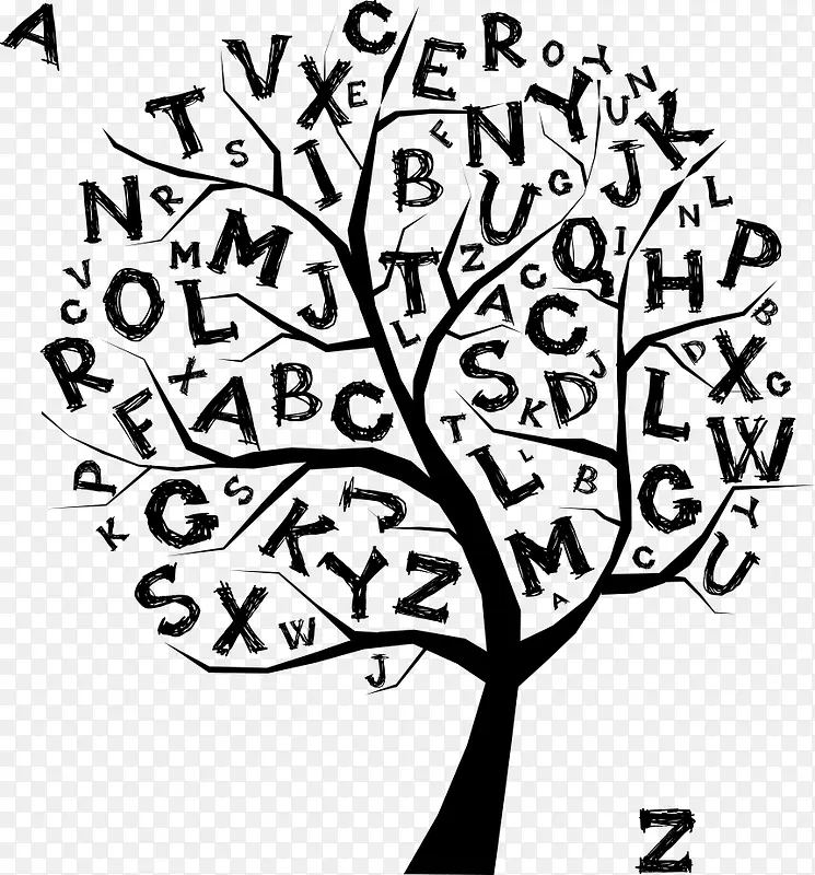 矢量字母小树