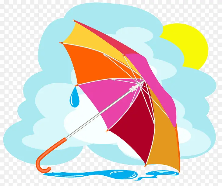 卡通彩色雨伞矢量素材