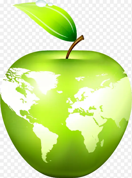 矢量手绘苹果上的地球