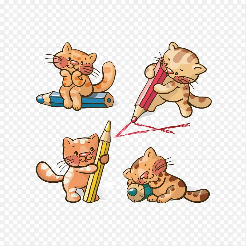 矢量拿笔的猫
