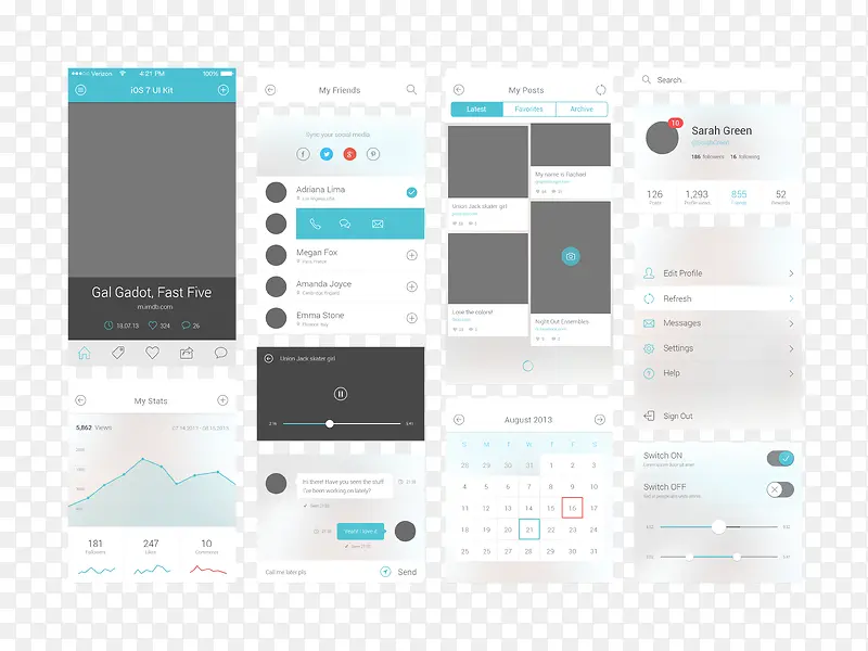 ios7UI界面设计合集PSD素材