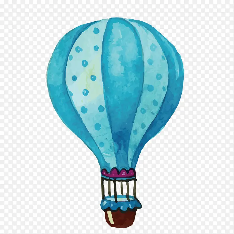 矢量蓝色水彩气球儿童画