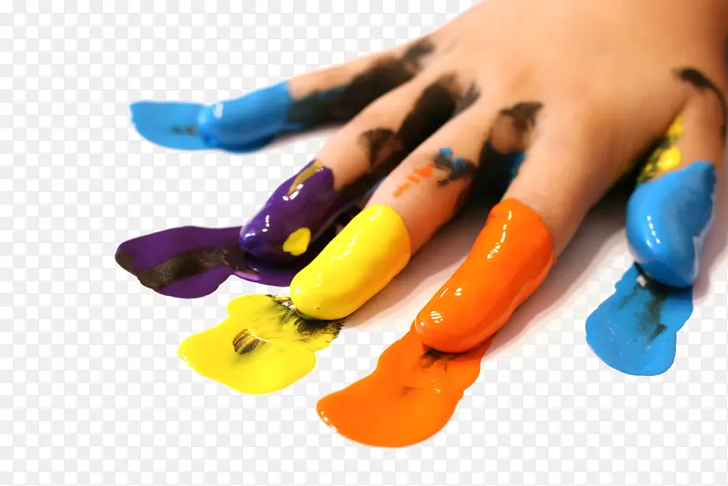 手指蘸水彩素材