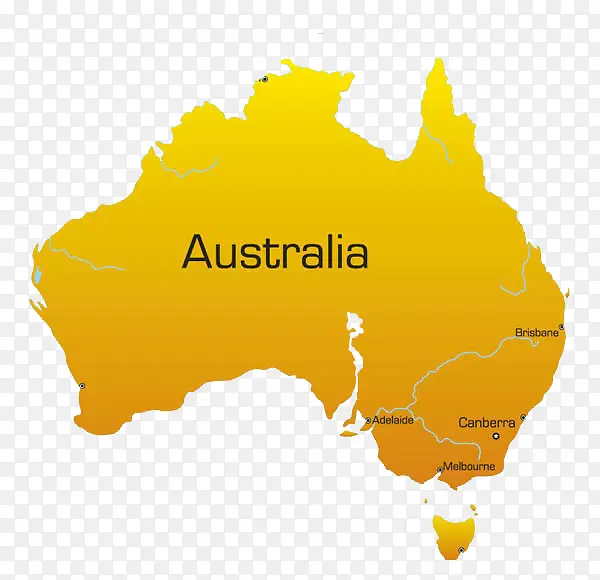 橘黄色澳洲地图