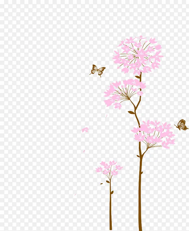 彩绘蝴蝶花卉墙绘