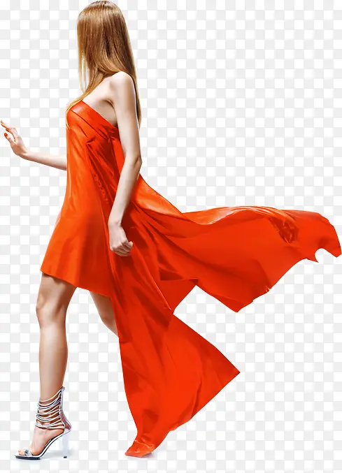 高清摄影免扣人物橙色裙子的美女