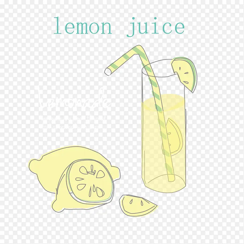 手绘柠檬与柠檬汁背景