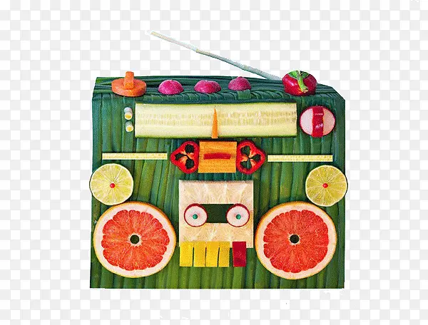 创意蔬菜水果收音机平面设计