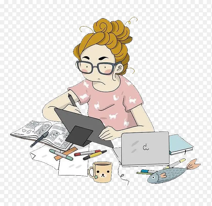 卡通工作女孩PNG图片素材下载_图片编号qjegwxlb-免抠素材网