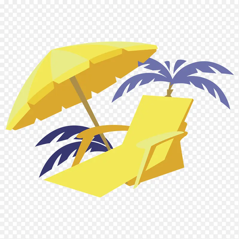 矢量海滩乘凉躺椅遮阳伞