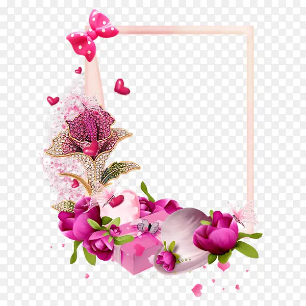 粉色花朵和蝴蝶结