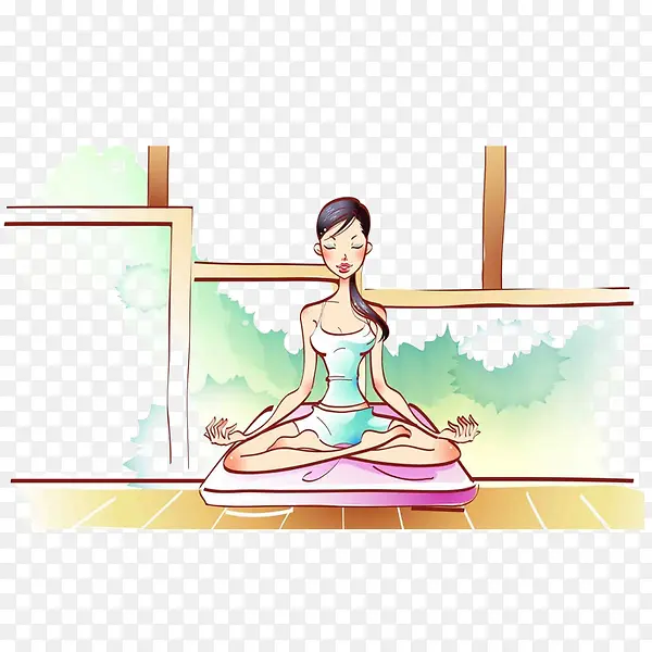 运动瑜伽卡通美女1