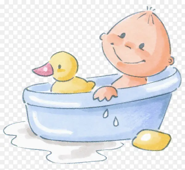 卡通可爱婴儿洗澡戏水鸭