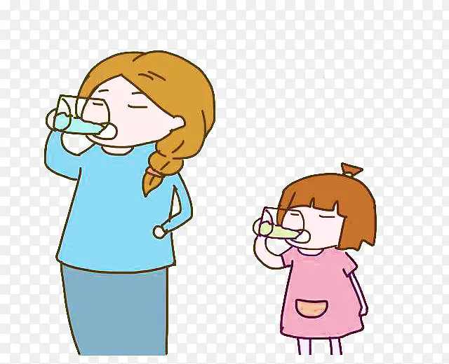 妈妈和宝宝喝水图片素材