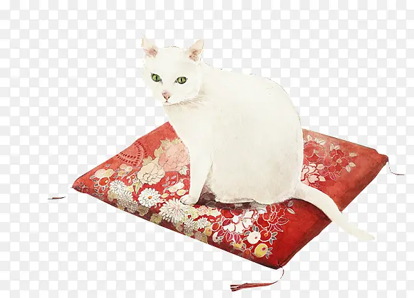 坐垫卡通手绘猫咪