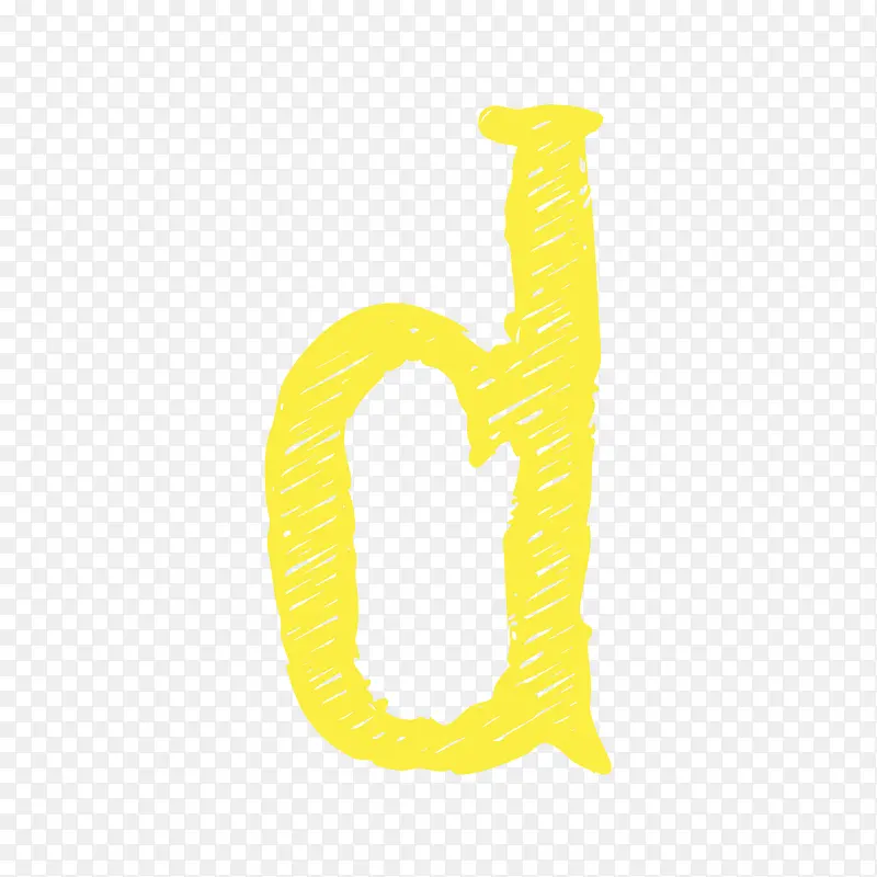 手绘黄色英文字母d