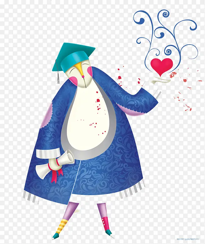 卡通手绘戴学士帽的人