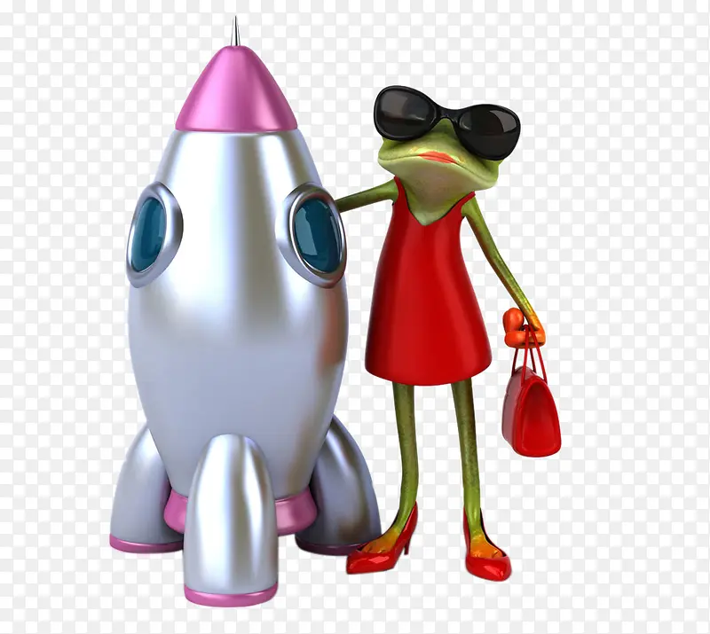 卡通火箭青蛙