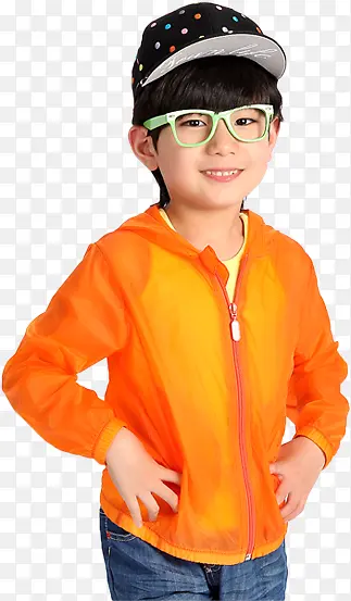 橙黄色防晒服效果男童装