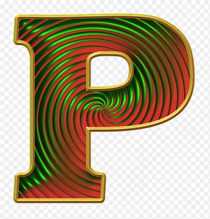 彩金圆圈字母P