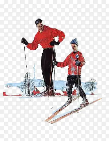 父子去滑雪
