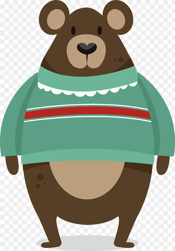 穿绿毛衣的冬天大熊