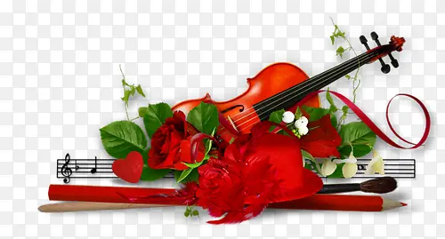 红色小提琴素材免抠