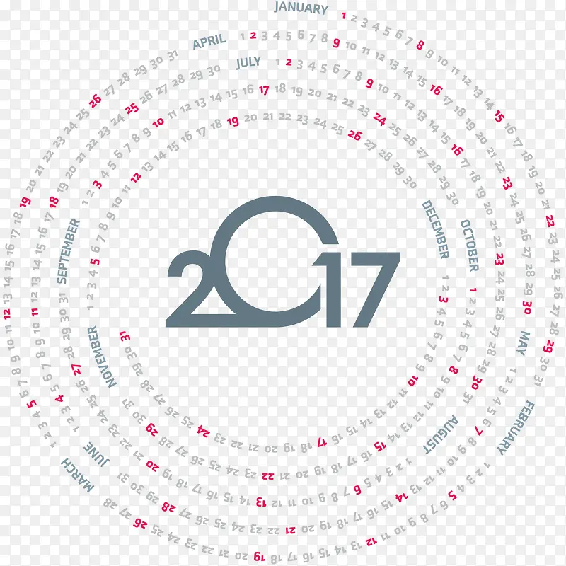 2017年圆形围绕日历设计