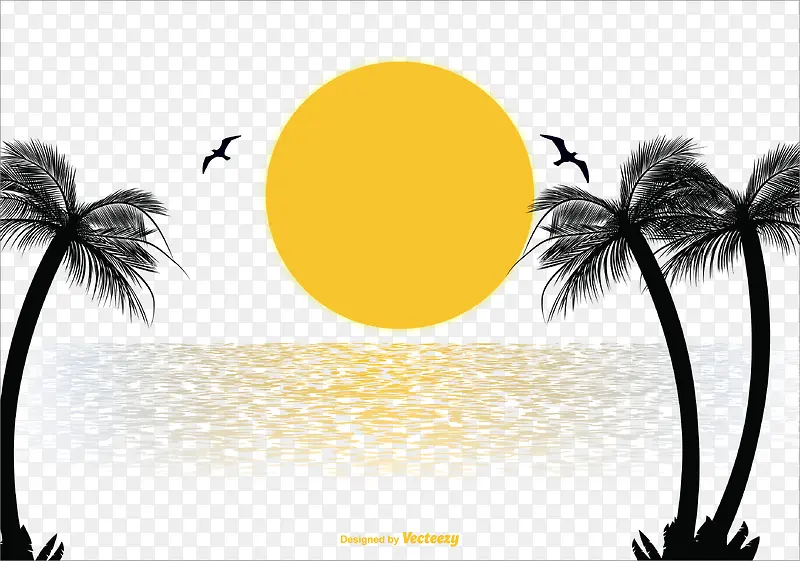 椰子树夕阳