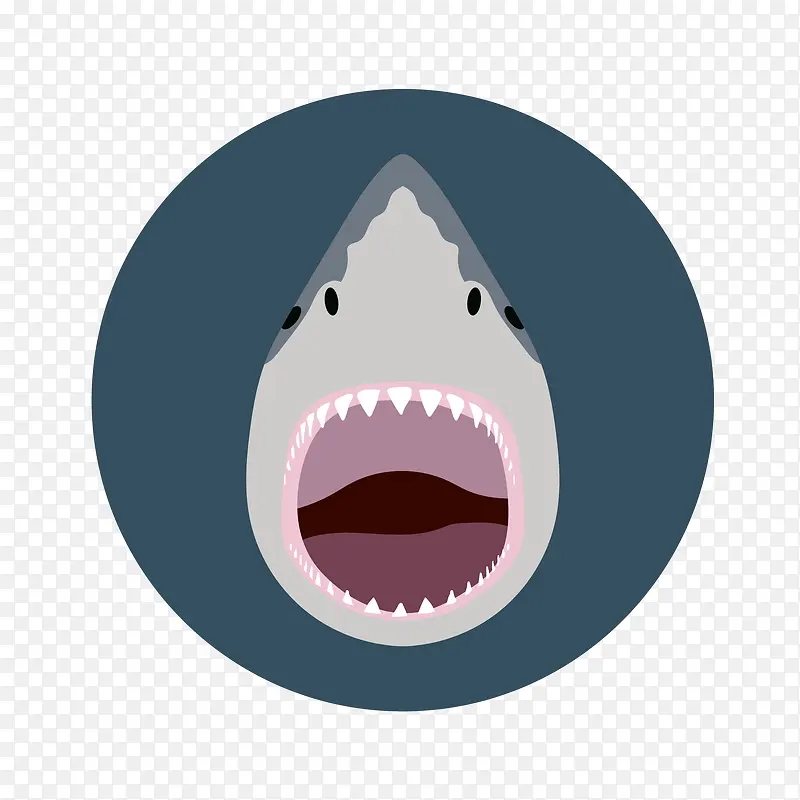 鲨鱼头像手绘创意矢量免抠图PNG