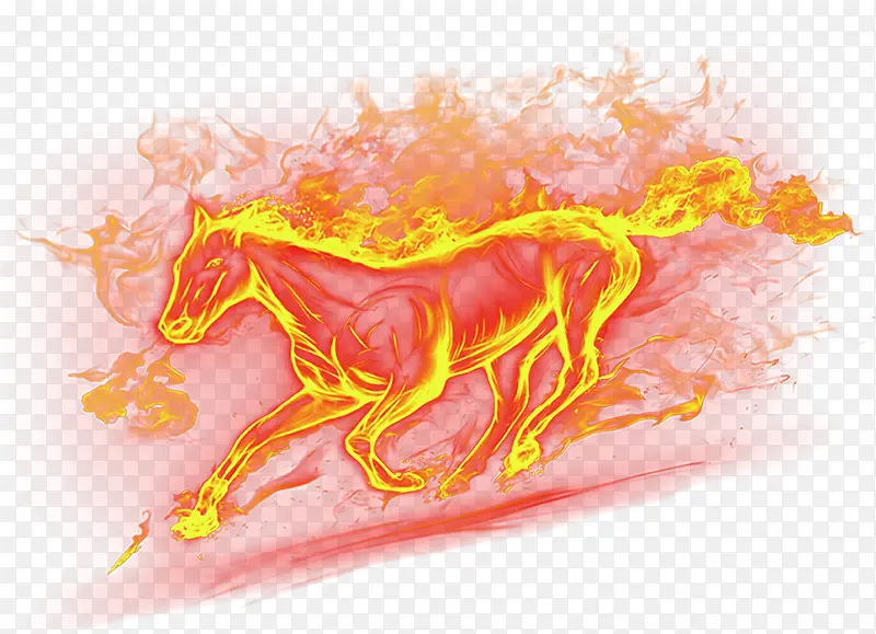 手绘黄红色火焰马匹