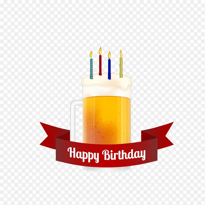 丝带啤酒生日贺卡