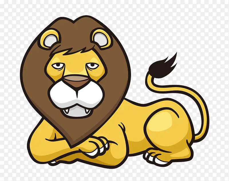 卡通手绘黄色的狮子