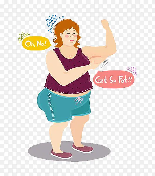 压力肥胖女人接触手臂文字气球