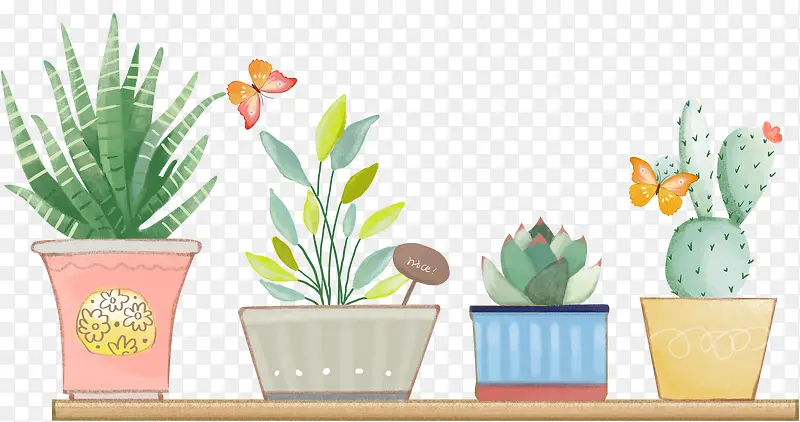 手绘小清新植物花卉元素