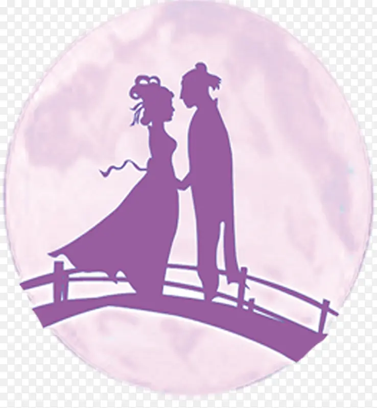 浪漫紫色圆月鹊桥会