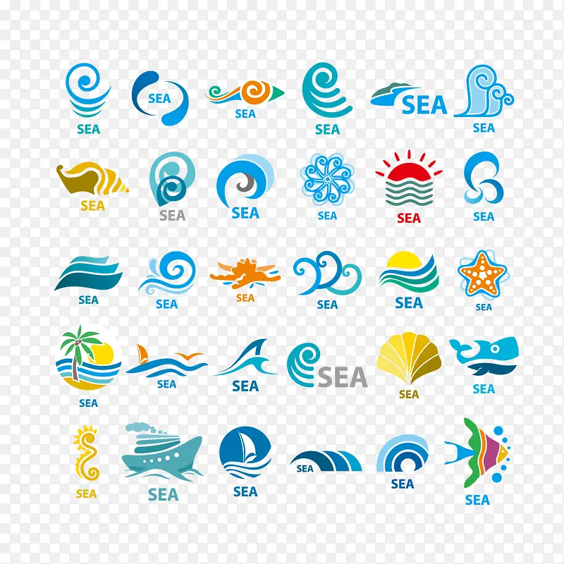 热带海洋标签设计元素矢量图