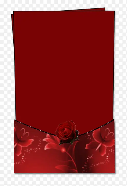 红色玫瑰装饰红色信封