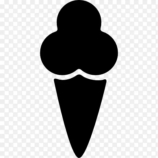 蛋卷冰淇凌黑色形状图标