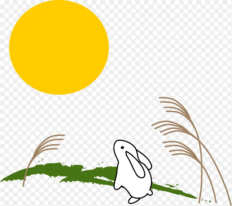 中秋节月亮草地白兔