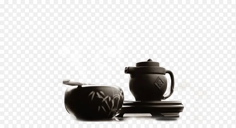 黑色紫砂茶具装饰