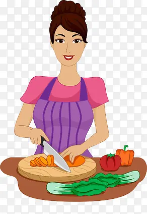 妇女切菜做菜
