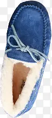 蓝色磨砂皮质豆豆鞋