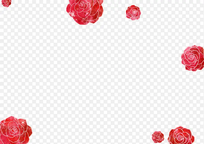红色的玫瑰花手绘合成形状