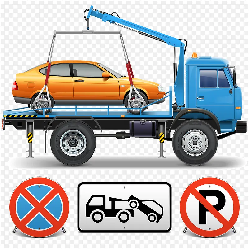 拖车和交通标志设计矢量素材下载