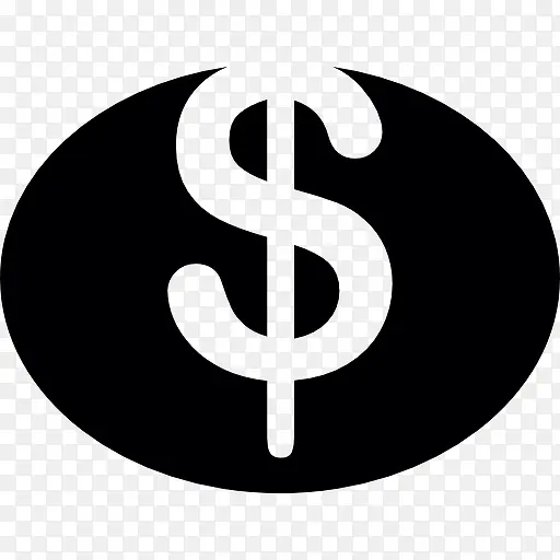 美元的符号在黑色的椭圆形图标