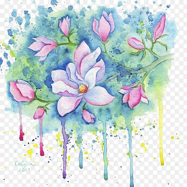 彩色水彩花卉插画艺术