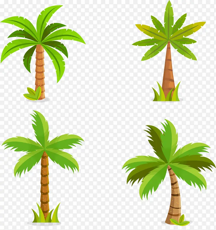 4款绿色棕榈树设计矢量图
