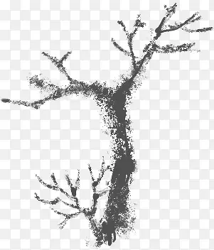 黑色冬日水墨创意树枝