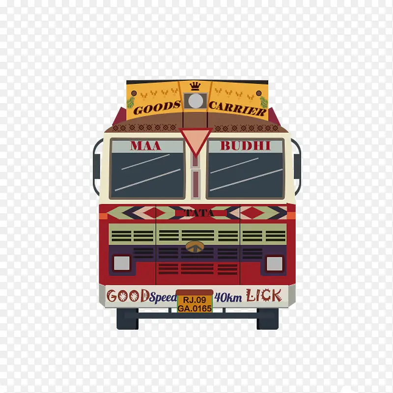 红色印度风的公交车